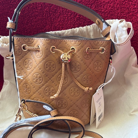 Tory Burch T Monogram Leather Mini Bucket Bag - Picture 13 of 13